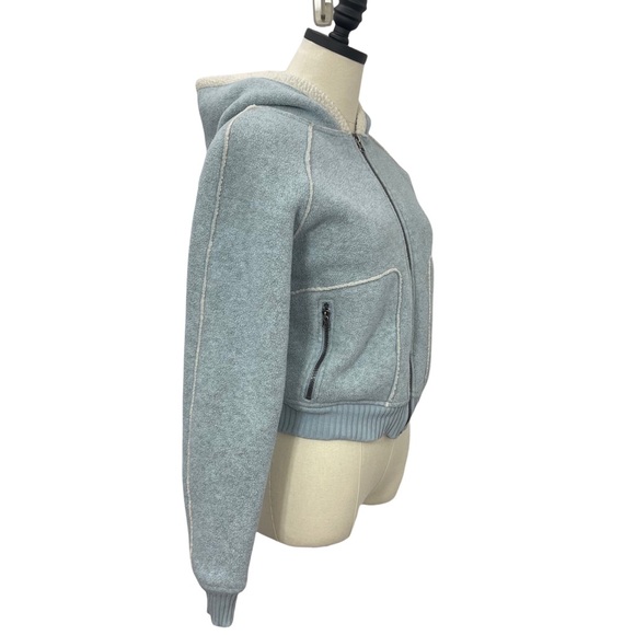 Sashimi Full Zip Hooded Jacket with Pockets Light Blue and Cream Size Small - Picture 3 of 9